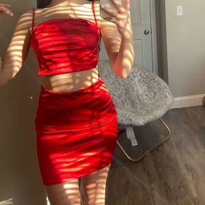Red Silky two piece set